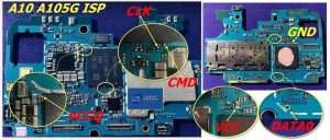 EMMC ISP pinout knox payjoy A105g A105m A105f